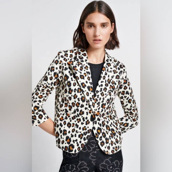 SMYTHE Textured Leopard Print One Button Blazer NEW Size S - Picture 1 of 15